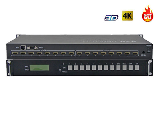 Przełącznik matrycy wideo 4Kx2K 8X8 3D IR HDMI z 8-krotnymi wejściami i 8-krotnymi wyjściami
