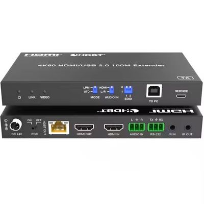 4K USB 2.0 HDBaseT Extender przez LAN HDBaseT PoC Single Cat5e/6a/7 Kabel, maks. 100m