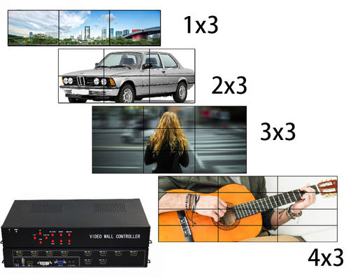 1 wejście 8 wyjść / 1 wejście 9 wyjść Kontroler ścienny HDMI 3x3 LCD Video TV z 9 ekranami
